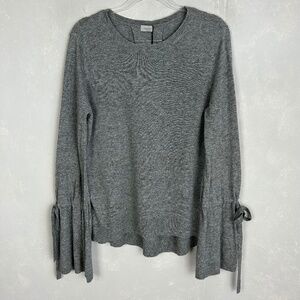 Marella Sport size L gray sweater tie sleeve wool cashmere blend NEW